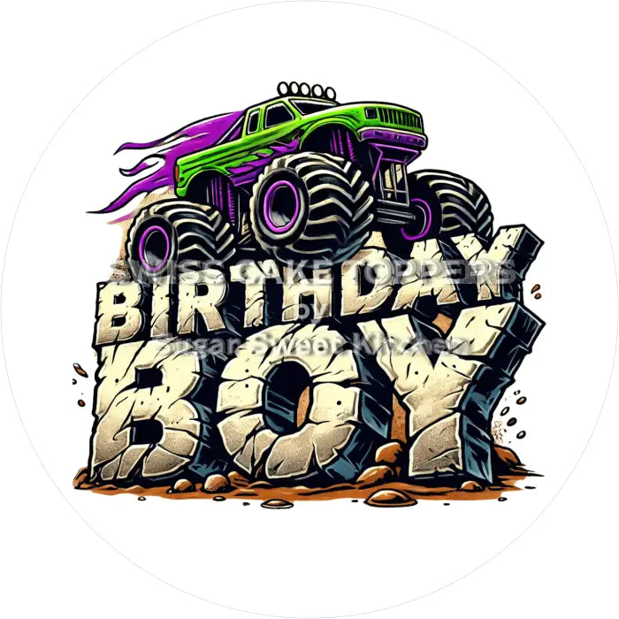 Tortenaufleger Geburtstag Monstertruck 03 - essbar & personalisierbar - Fondant- Torten- Cupcakeaufleger Sugar Sweet
