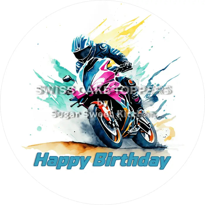 Tortenaufleger Geburtstag Moto-Racing 03 - essbar & personalisierbar - Fondant- Torten- Cupcakeaufleger Sugar Sweet