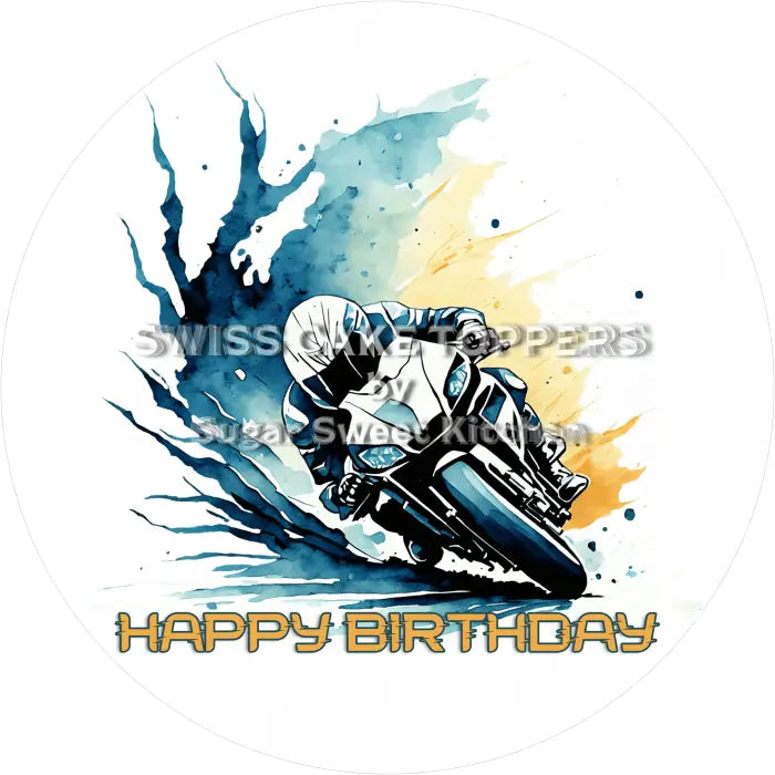 Tortenaufleger Geburtstag Motorrad 03- essbar & personalisierbar - Fondant- Torten- Cupcakeaufleger Sugar Sweet Kitchen