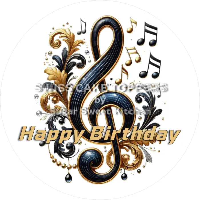 Tortenaufleger Geburtstag Musik 12 - essbar & personalisierbar - Fondant- Torten- Cupcakeaufleger Sugar Sweet Kitchen