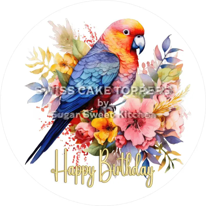 Tortenaufleger Geburtstag Papagei 22 – essbar & personalisierbar - Fondant- Torten- Cupcakeaufleger Sugar Sweet Kitchen