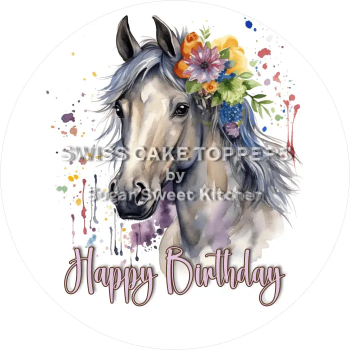 Tortenaufleger Geburtstag Pferd 01 – essbar & personalisierbar - Fondant- Torten- Cupcakeaufleger Sugar Sweet Kitchen