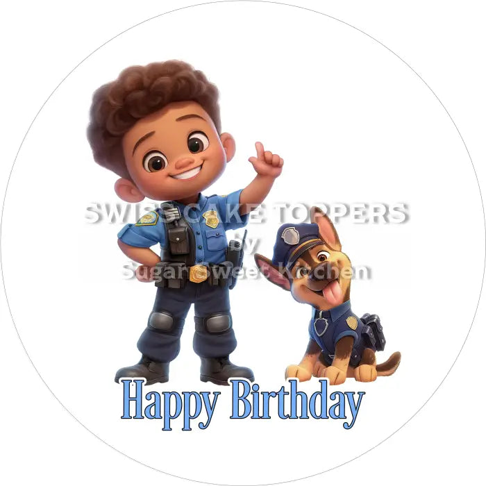 Tortenaufleger Geburtstag Polizei 13 – essbar & personalisierbar - Fondant- Torten- Cupcakeaufleger Sugar Sweet Kitchen