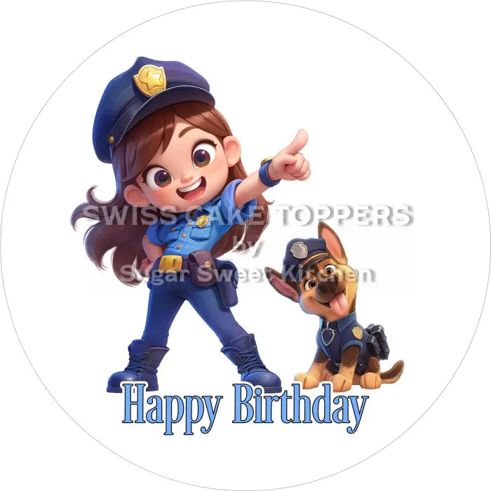 Tortenaufleger Geburtstag Polizei 14 – essbar & personalisierbar - Fondant- Torten- Cupcakeaufleger Sugar Sweet Kitchen
