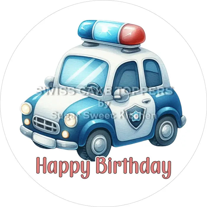 Tortenaufleger Geburtstag Polizei 17 – essbar & personalisierbar - Fondant- Torten- Cupcakeaufleger Sugar Sweet Kitchen