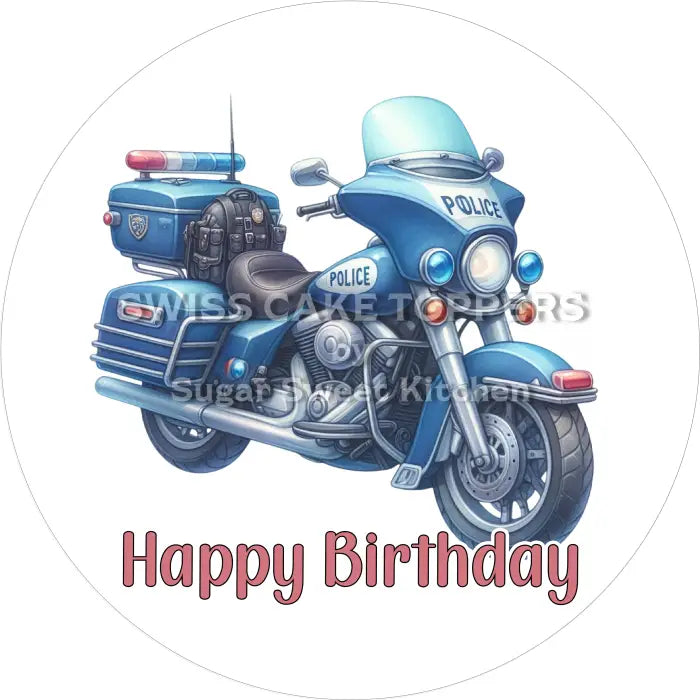 Tortenaufleger Geburtstag Polizei 19 – essbar & personalisierbar - Fondant- Torten- Cupcakeaufleger Sugar Sweet Kitchen