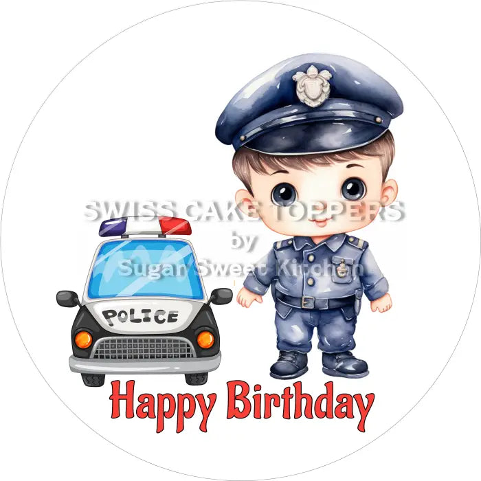 Tortenaufleger Geburtstag Polizei 29 – essbar & personalisierbar - Fondant- Torten- Cupcakeaufleger Sugar Sweet Kitchen