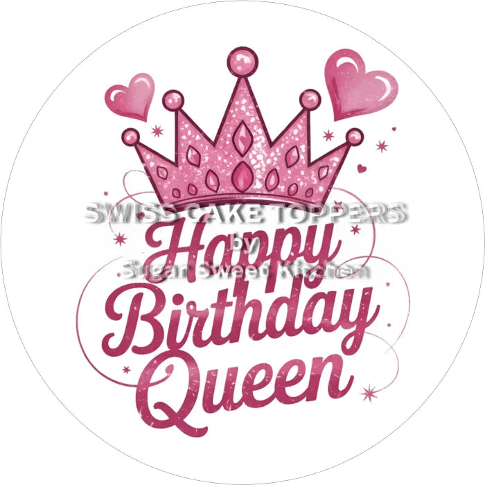 Tortenaufleger Geburtstag Queen 01 - personalisierbar - Fondant- Torten- & Cupcakeaufleger Sugar Sweet Kitchen