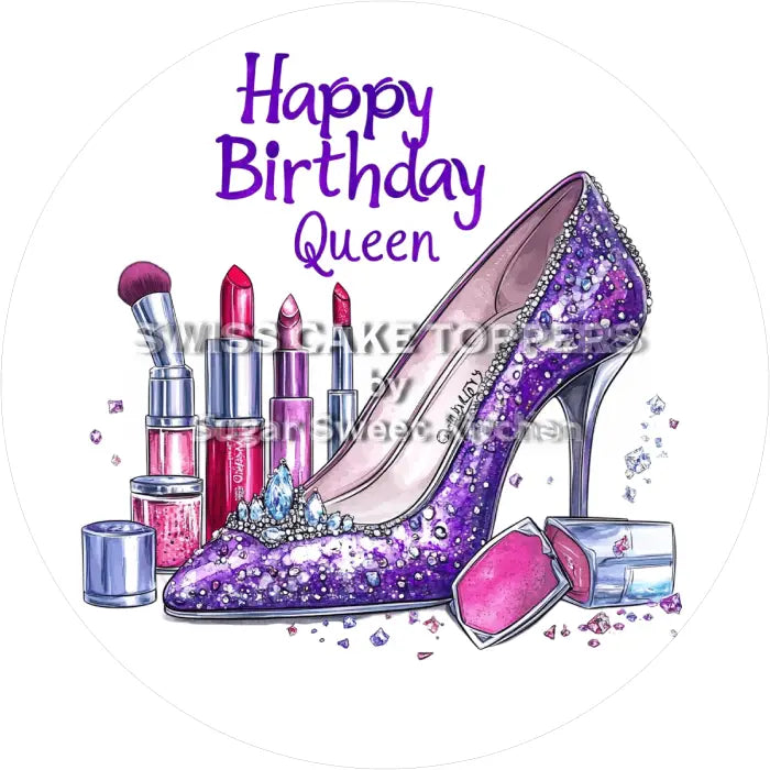 Tortenaufleger Geburtstag Queen 02 - personalisierbar - Fondant- Torten- & Cupcakeaufleger Sugar Sweet Kitchen