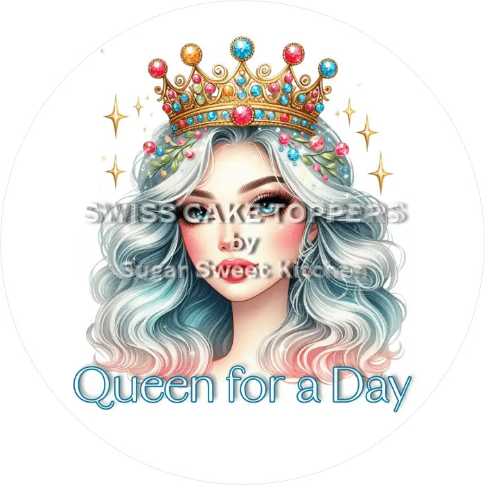 Tortenaufleger Geburtstag Queen 03 - personalisierbar - Fondant- Torten- & Cupcakeaufleger Sugar Sweet Kitchen
