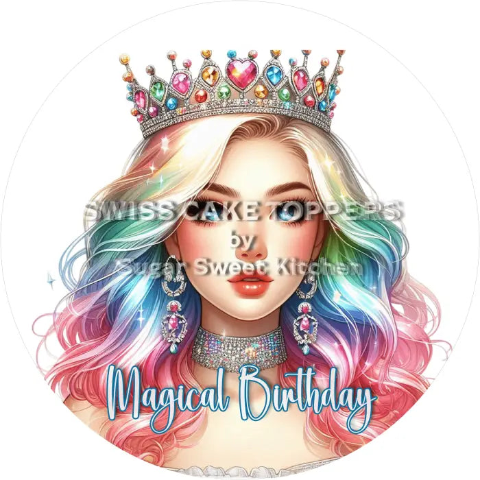 Tortenaufleger Geburtstag Queen 04 - personalisierbar - Fondant- Torten- & Cupcakeaufleger Sugar Sweet Kitchen