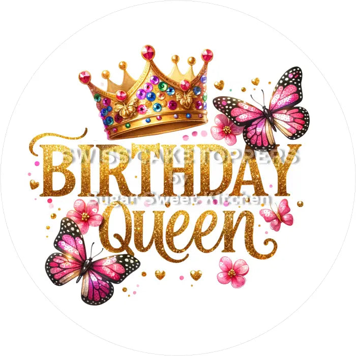 Tortenaufleger Geburtstag Queen 06 - personalisierbar - Fondant- Torten- & Cupcakeaufleger Sugar Sweet Kitchen