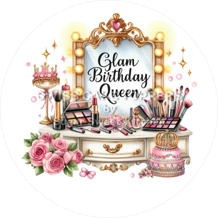 Tortenaufleger Geburtstag Queen 08 - personalisierbar - Fondant- Torten- & Cupcakeaufleger Sugar Sweet Kitchen