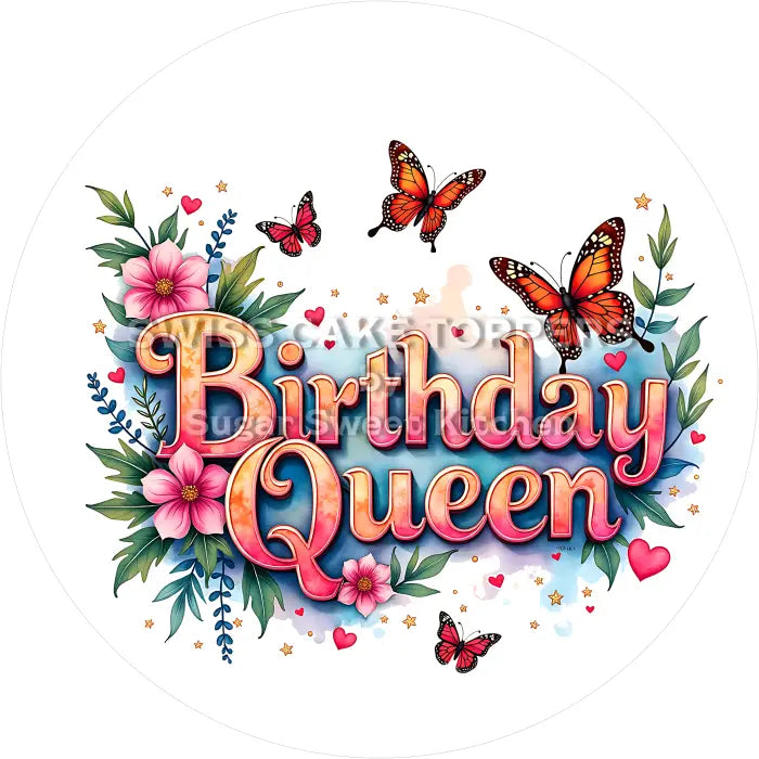 Tortenaufleger Geburtstag Queen 12 - personalisierbar - Fondant- Torten- & Cupcakeaufleger Sugar Sweet Kitchen