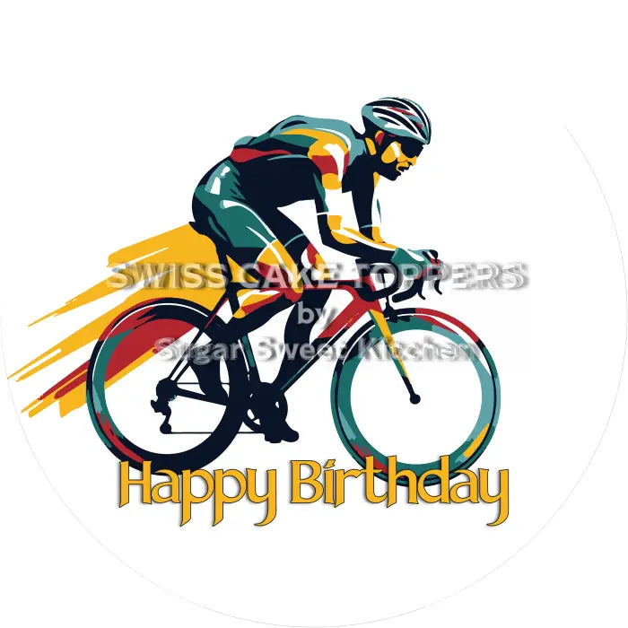 Tortenaufleger Geburtstag Radrennen 03 - essbar & personalisierbar - Fondant- Torten- Cupcakeaufleger Sugar Sweet