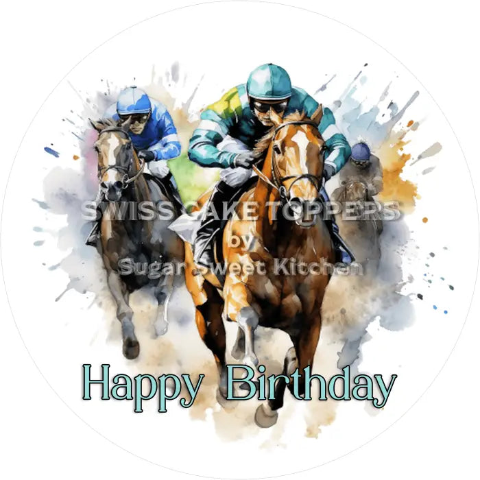 Tortenaufleger Geburtstag Reiten 01 - essbar & personalisierbar - Fondant- Torten- Cupcakeaufleger Sugar Sweet Kitchen