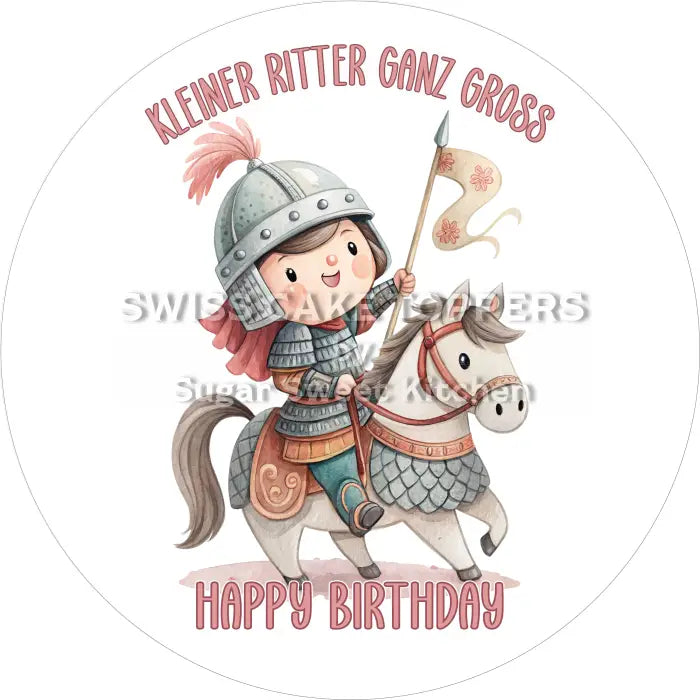 Tortenaufleger Geburtstag Ritter 17 – essbar & personalisierbar - Fondant- Torten- Cupcakeaufleger Sugar Sweet Kitchen