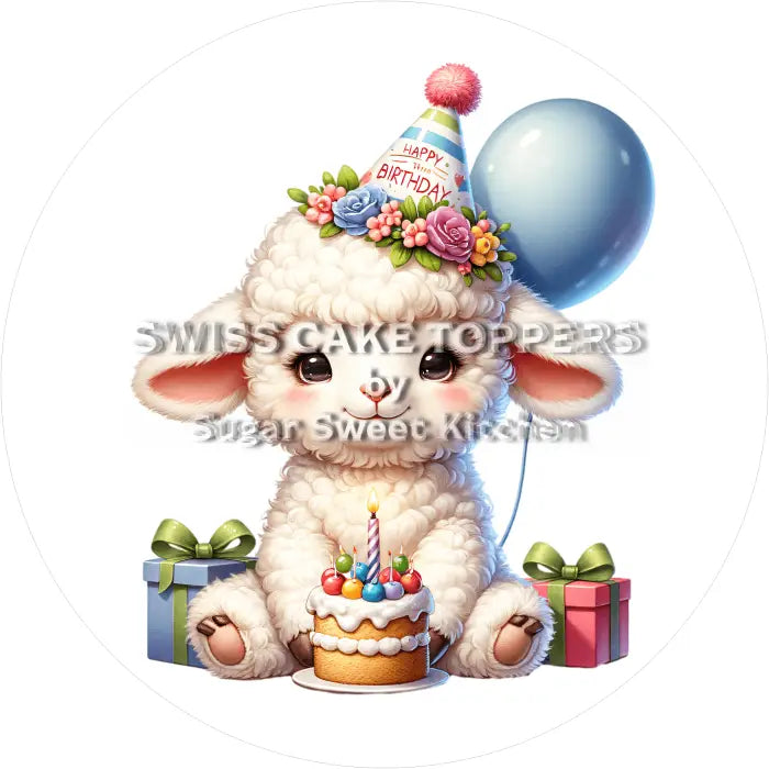 Tortenaufleger Geburtstag Schaf 01 - essbar & personalisierbar - Fondant- Torten- Cupcakeaufleger Sugar Sweet Kitchen