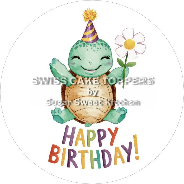 Tortenaufleger Geburtstag Schildkröte 01 - essbar & personalisierbar - Fondant- Torten- Cupcakeaufleger Sugar Sweet
