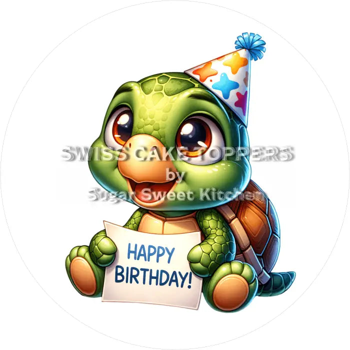 Tortenaufleger Geburtstag Schildkröte 02 - essbar & personalisierbar - Fondant- Torten- Cupcakeaufleger Sugar Sweet