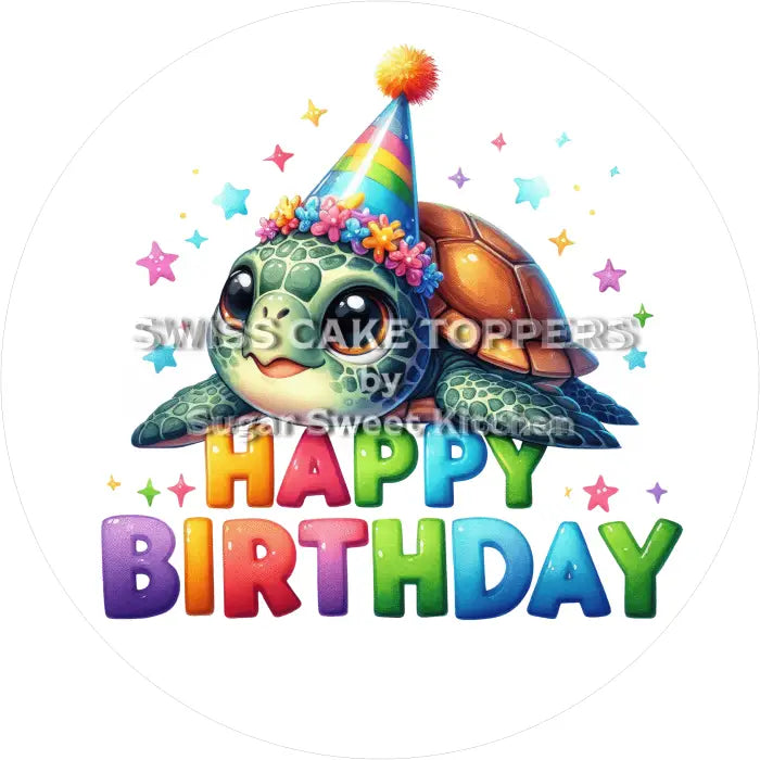 Tortenaufleger Geburtstag Schildkröte 03 - essbar & personalisierbar - Fondant- Torten- Cupcakeaufleger Sugar Sweet