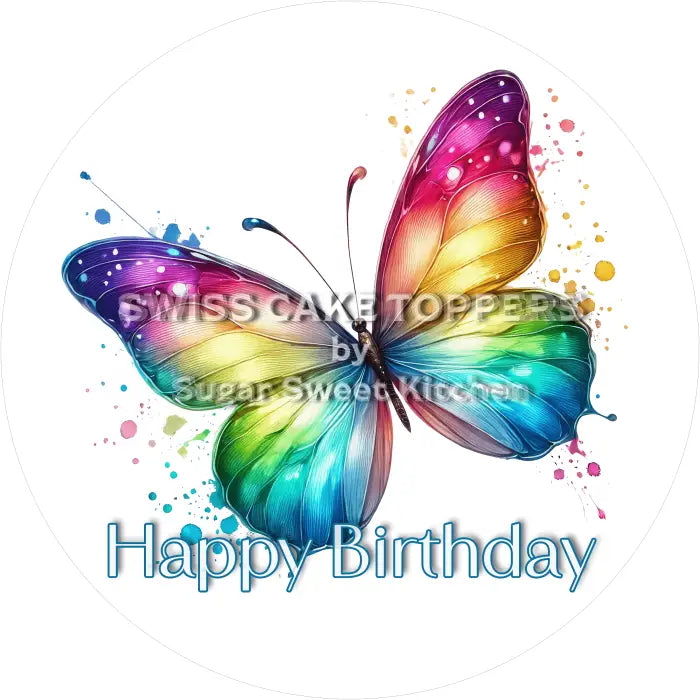 Tortenaufleger Geburtstag Schmetterling 01 – essbar & personalisierbar - Fondant- Torten- Cupcakeaufleger Sugar Sweet