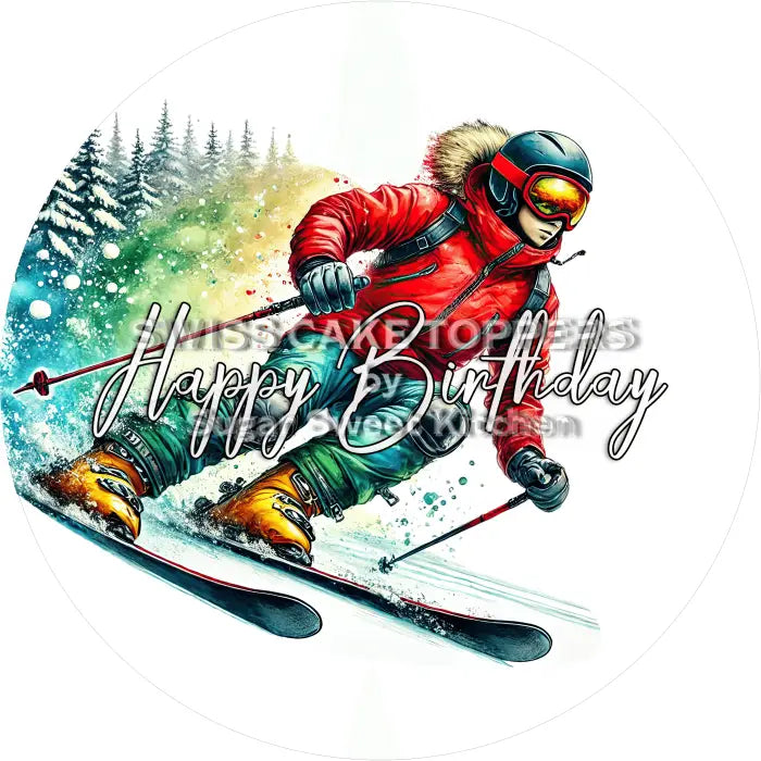Tortenaufleger Geburtstag Skifahren 02 - essbar & personalisierbar - Fondant- Torten- Cupcakeaufleger Sugar Sweet