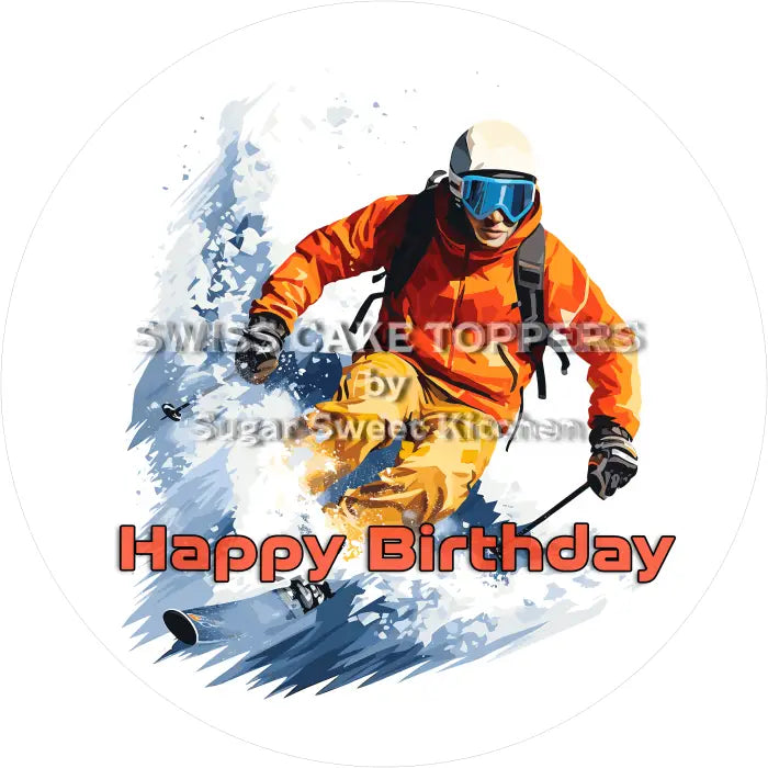 Tortenaufleger Geburtstag Skifahren 03 - essbar & personalisierbar - Fondant- Torten- Cupcakeaufleger Sugar Sweet