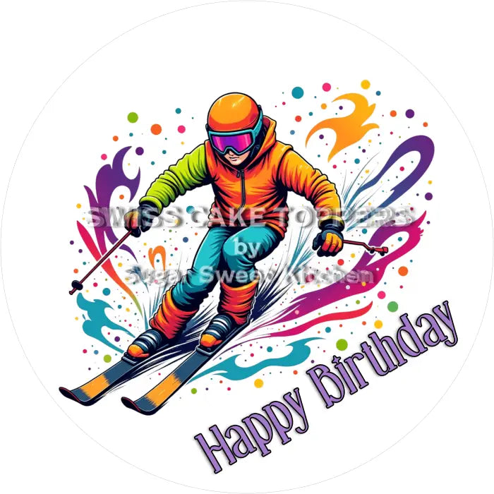Tortenaufleger Geburtstag Skifahren 04 - essbar & personalisierbar - Fondant- Torten- Cupcakeaufleger Sugar Sweet