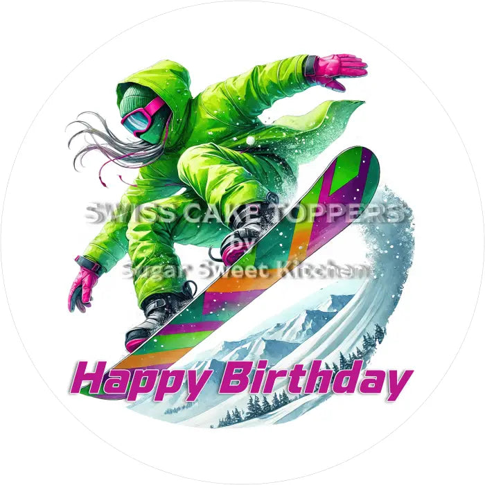 Tortenaufleger Geburtstag Snowboard 01 - essbar & personalisierbar - Fondant- Torten- Cupcakeaufleger Sugar Sweet