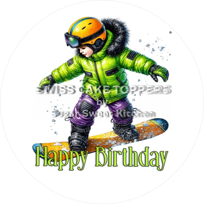 Tortenaufleger Geburtstag Snowboard 02 - essbar & personalisierbar - Fondant- Torten- Cupcakeaufleger Sugar Sweet