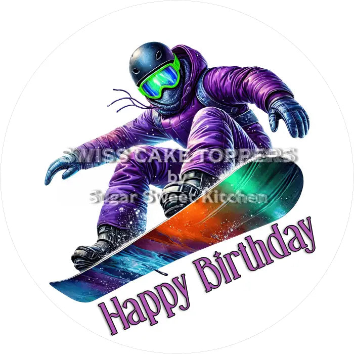 Tortenaufleger Geburtstag Snowboard 03 - essbar & personalisierbar - Fondant- Torten- Cupcakeaufleger Sugar Sweet