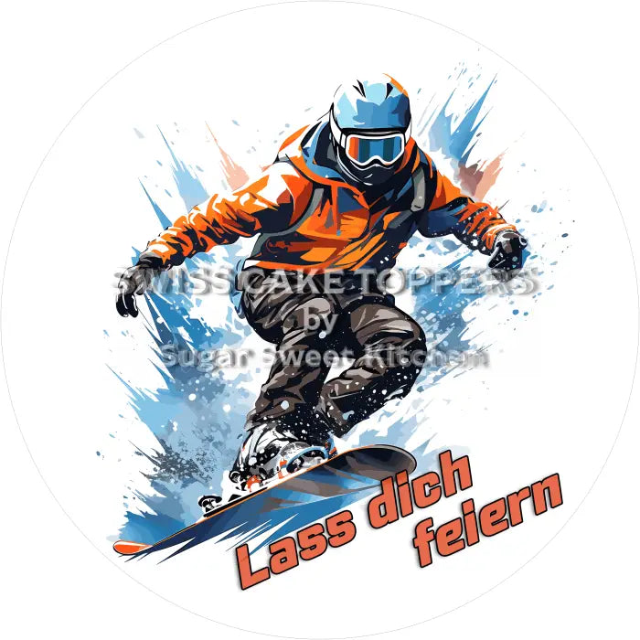 Tortenaufleger Geburtstag Snowboard 04 - essbar & personalisierbar - Fondant- Torten- Cupcakeaufleger Sugar Sweet