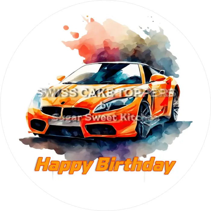 Tortenaufleger Geburtstag Sportwagen 04 - essbar & personalisierbar - Fondant- Torten- Cupcakeaufleger Sugar Sweet