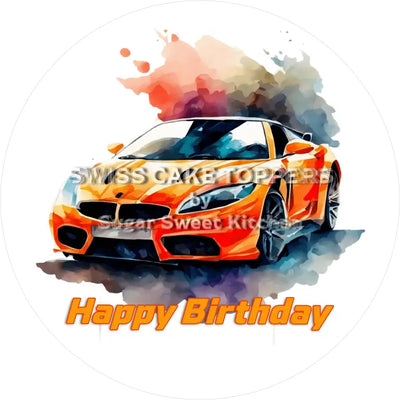 Décoration de gâteau d'anniversaire Voiture4 - personnalisable