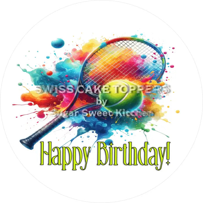 Tortenaufleger Geburtstag Tennis 01 - essbar & personalisierbar - Fondant- Torten- Cupcakeaufleger Sugar Sweet Kitchen