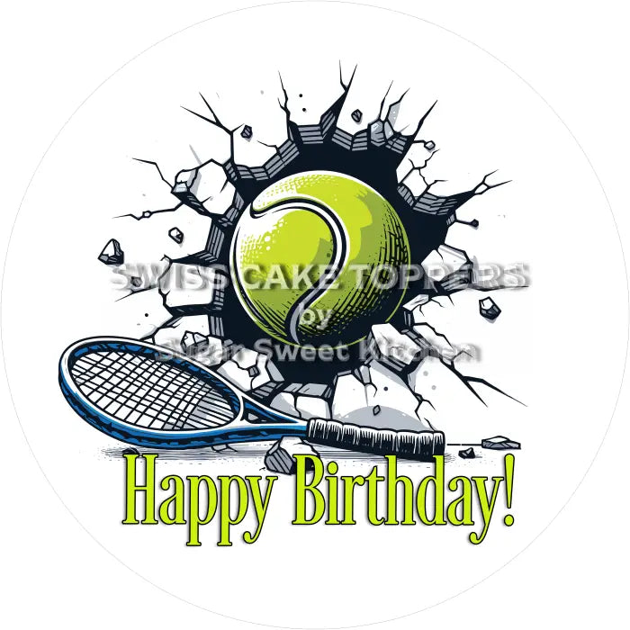 Tortenaufleger Geburtstag Tennis 02 - essbar & personalisierbar - Fondant- Torten- Cupcakeaufleger Sugar Sweet Kitchen