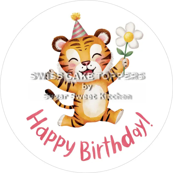 Tortenaufleger Geburtstag Tiger 01 - essbar & personalisierbar - Fondant- Torten- Cupcakeaufleger Sugar Sweet Kitchen