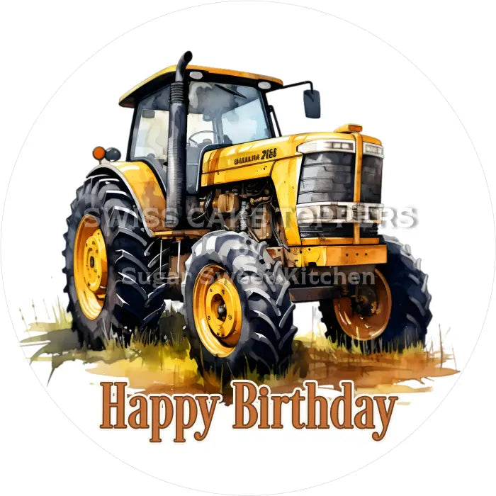 Tortenaufleger Geburtstag Traktor 05 - essbar & personalisierbar - Fondant- Torten- Cupcakeaufleger Sugar Sweet Kitchen