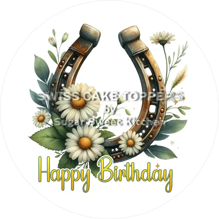 Tortenaufleger Geburtstag Western 09 - personalisierbar - Fondant- Torten- & Cupcakeaufleger Sugar Sweet Kitchen