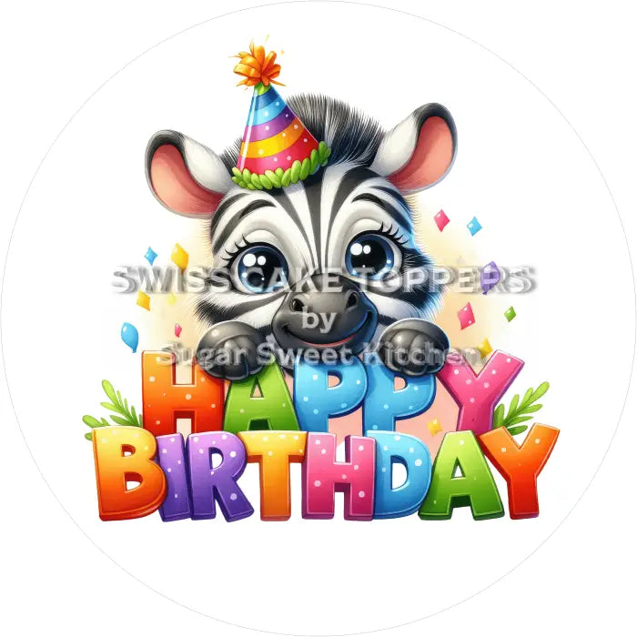 Tortenaufleger Geburtstag Zebra 01 - essbar & personalisierbar - Fondant- Torten- Cupcakeaufleger Sugar Sweet Kitchen