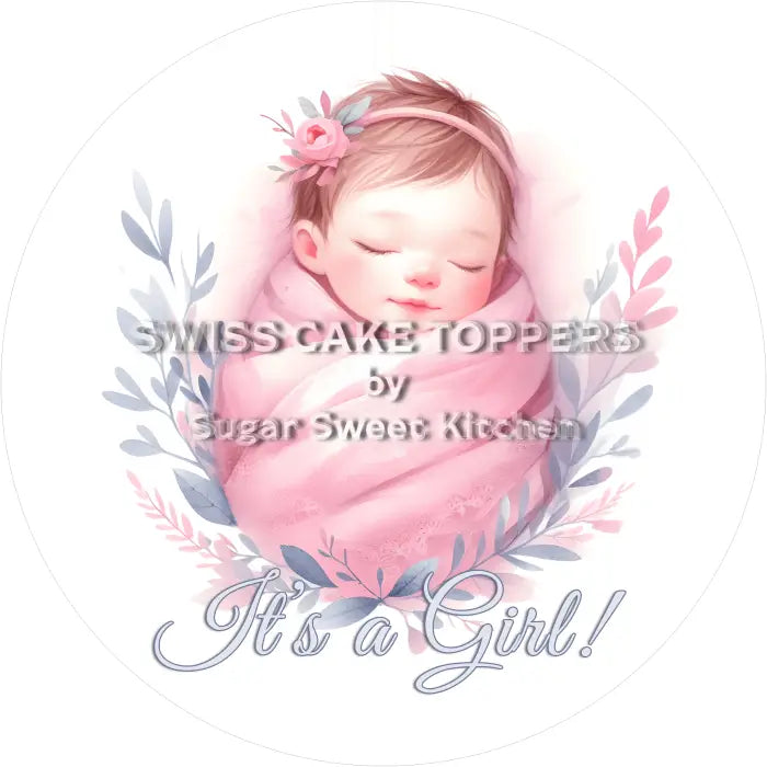 Tortenaufleger Gender Reveal Girl 04 - essbar & personalisierbar - Fondant- Torten- Cupcakeaufleger Sugar Sweet Kitchen