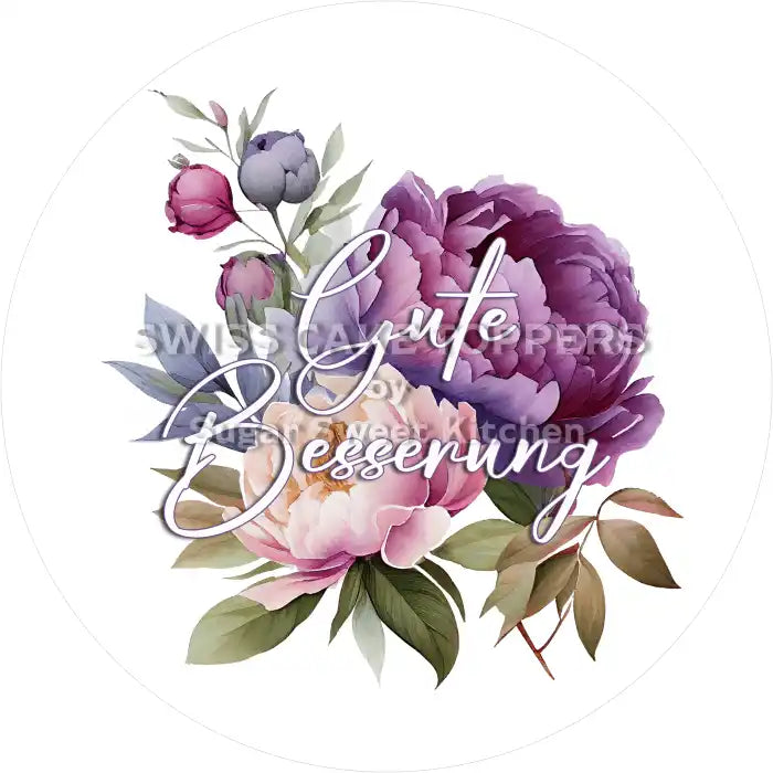 Tortenaufleger mit Genesungswünschen- Flower10 - personalisierbar - Fondant- Torten- & Cupcakeaufleger Sugar Sweet