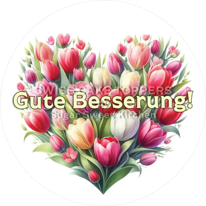 Tortenaufleger mit Genesungswünschen- Flower25 - personalisierbar - Fondant- Torten- & Cupcakeaufleger Sugar Sweet