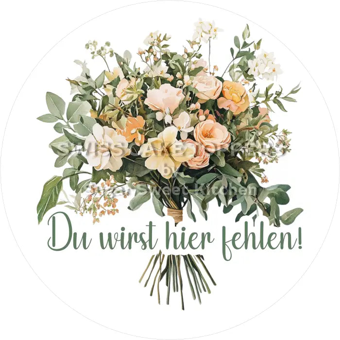 Tortenaufleger Geschäftsabschied Flower 19 - essbar & personalisiert - Fondant- Torten- Cupcakeaufleger Sugar Sweet