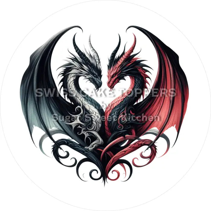 Tortenaufleger Gothic Drachen 05 - essbar & personalisierbar - Fondant- Torten- Cupcakeaufleger Sugar Sweet Kitchen