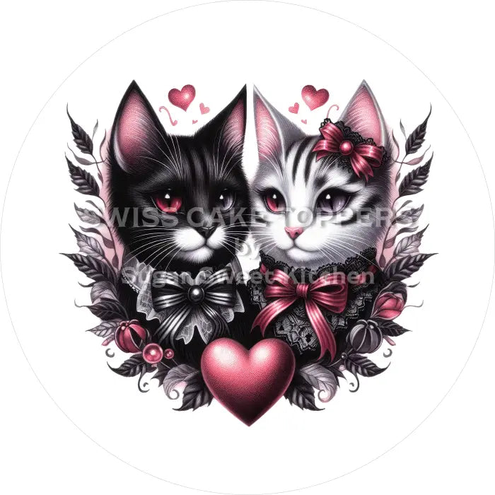 Tortenaufleger Gothic Katzen 08 - essbar & personalisierbar - Fondant- Torten- Cupcakeaufleger Sugar Sweet Kitchen