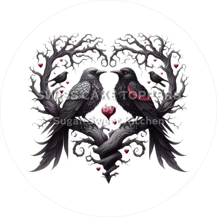 Tortenaufleger Gothic Vögel 06 - essbar & personalisierbar - Fondant- Torten- Cupcakeaufleger Sugar Sweet Kitchen