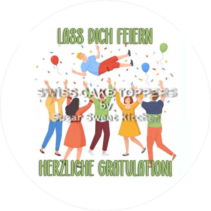 Tortenaufleger Gratulation 03 - essbar & personalisierbar - Fondant- Torten- Cupcakeaufleger Sugar Sweet Kitchen