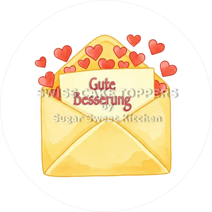 Tortenaufleger Gute Besserung 03 - essbar & personalisierbar - Fondant- Torten- Cupcakeaufleger Sugar Sweet Kitchen